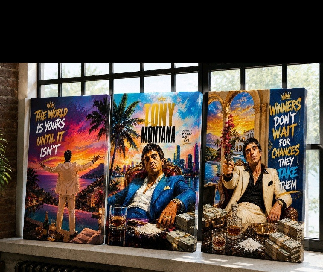 Scarface Tony Set (3 luik), Huis en Inrichting, 50 tot 75 cm, Nieuw, Ophalen of Verzenden, Schilderij