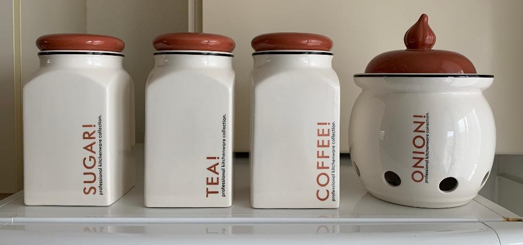 Porseleinen keuken voorraadpotten, Beige, Nieuw, Ophalen of Verzenden, Voorraadpot