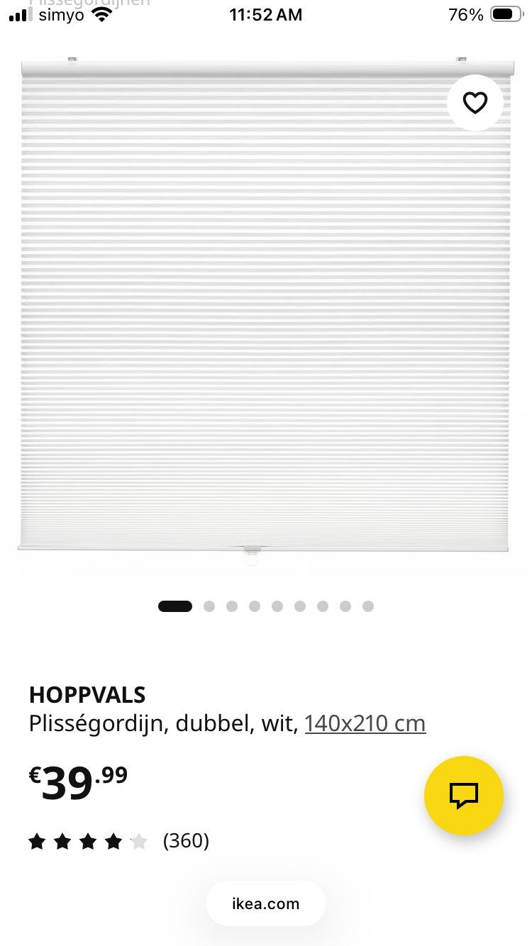 GRATIS 2x Plisse Hoppvals IKEA - 140 breed, Ophalen, Gebruikt, Wit, IKEA