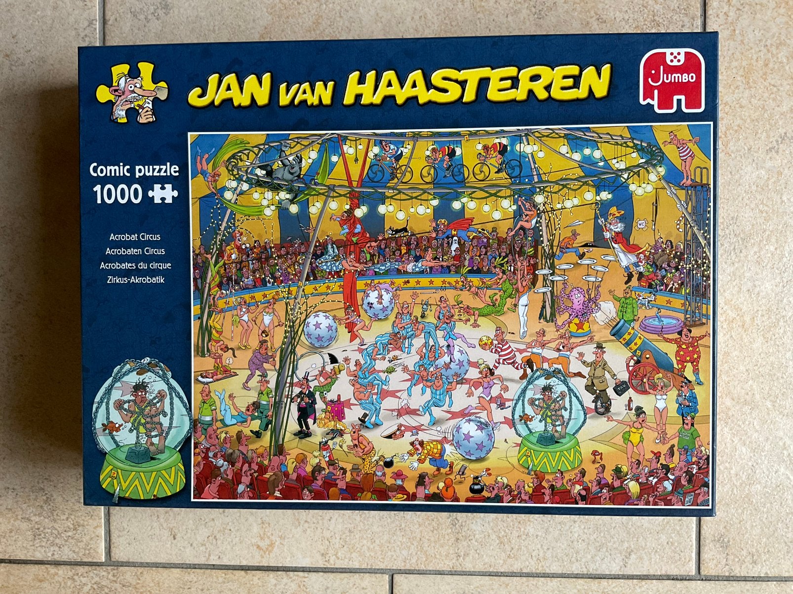 Puzzel 1000 Jan van Haasteren “Acrobat Circus”, Ophalen of Verzenden, 500 t/m 1500 stukjes, Zo goed als nieuw