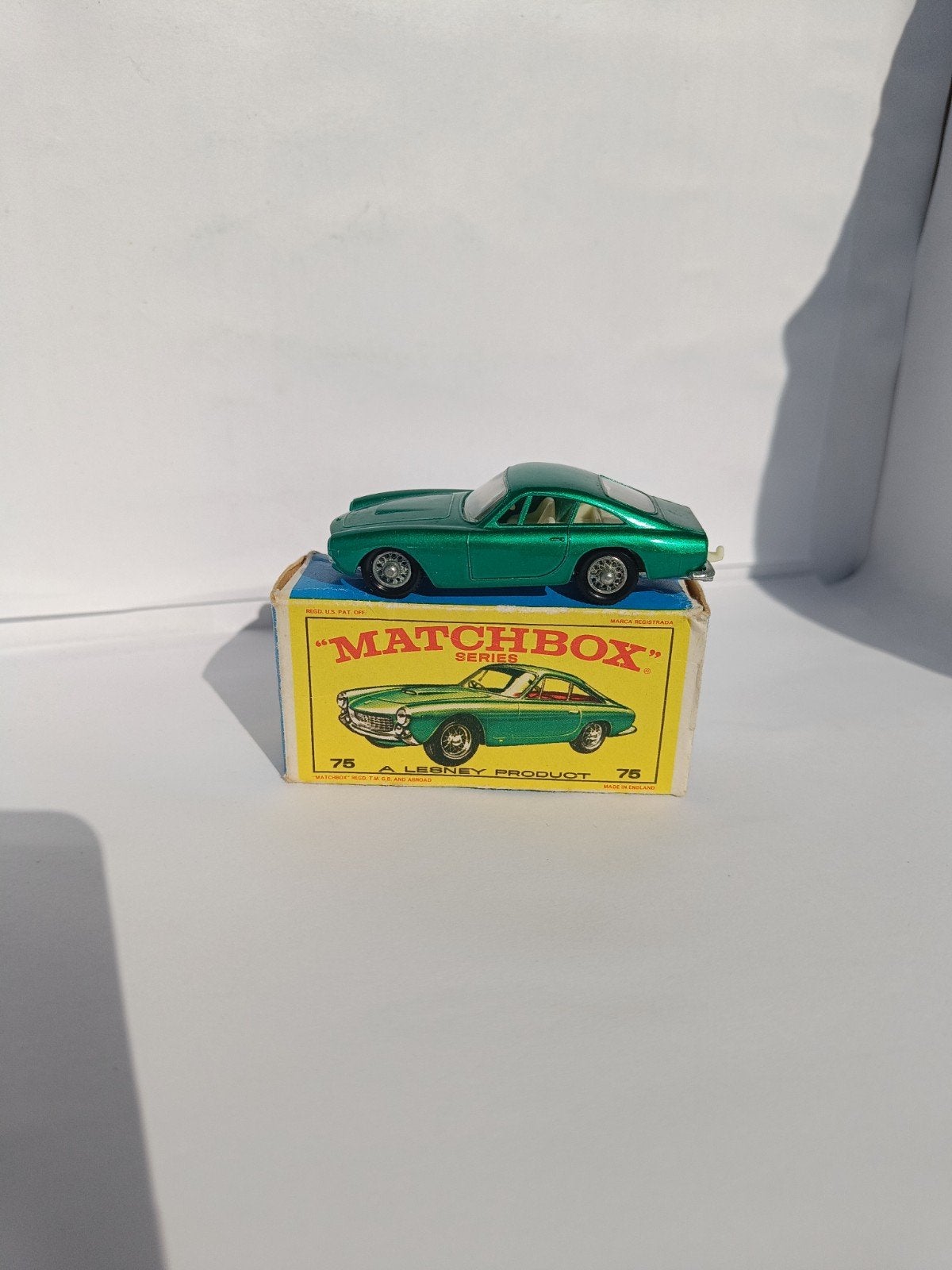 Matchbox Lesney nr75B Ferrari Berlinetta & E-box, Hobby en Vrije tijd, Modelauto's | 1:87, Ophalen of Verzenden, Zo goed als nieuw