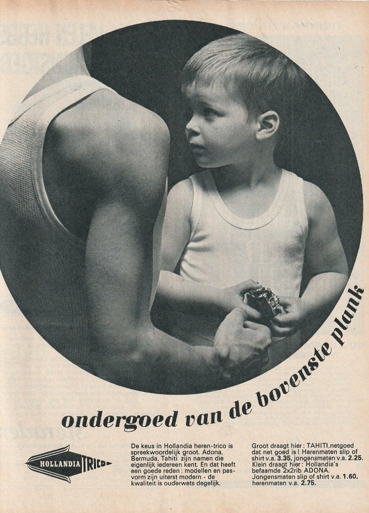 Retro reclame 1966 Hollandia jongens ondergoed & heren, Verzenden, Overige typen