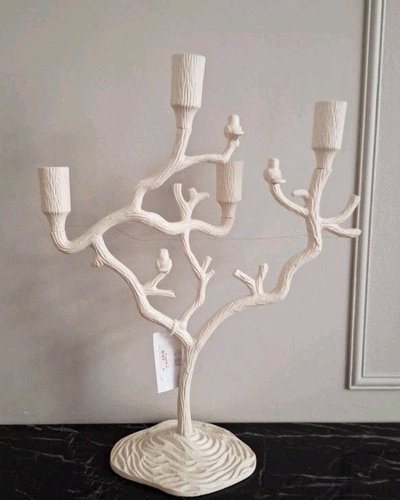 Gave beige metalen kandelaar met vogels van Light en living, Huis en Inrichting, Woonaccessoires | Kandelaars en Kaarsen, Beige