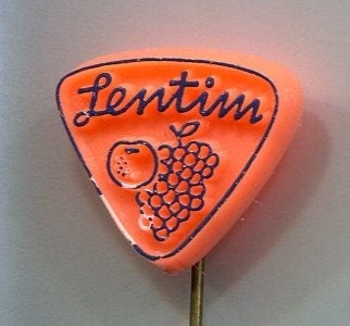 Lentim fruit oranje plastic speldje ( L_019), Verzenden, Zo goed als nieuw, Merk, Speldje of Pin