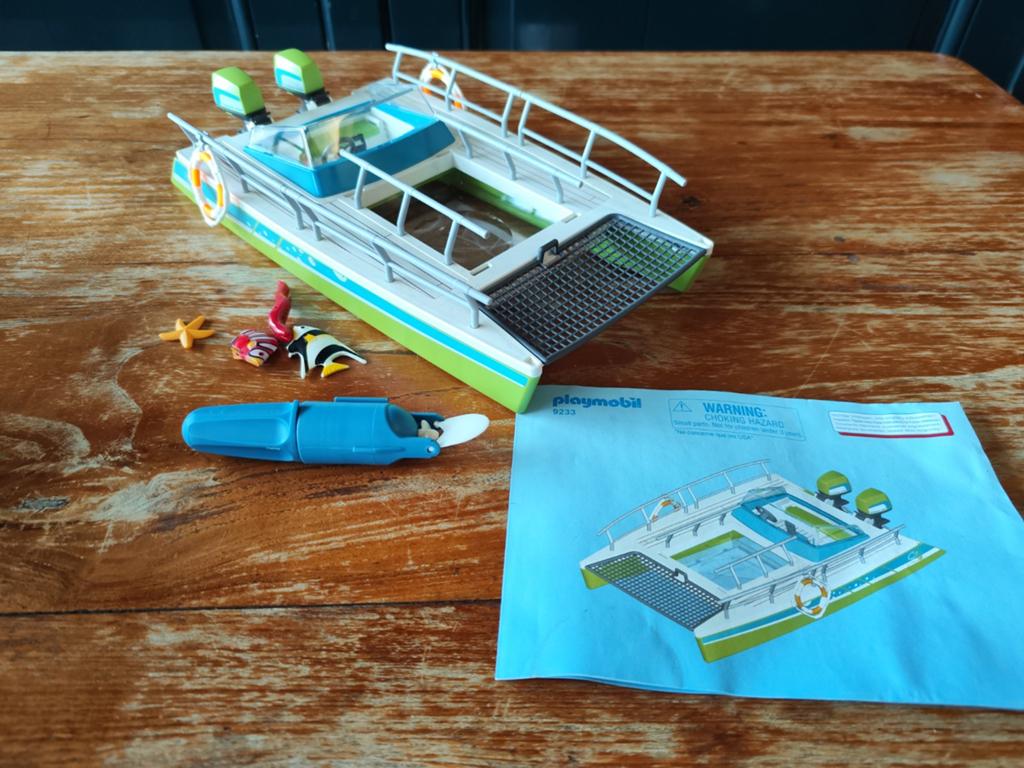 Playmobil Glasboot met onderwater motor/9233, Ophalen of Verzenden, Gebruikt, Jongen of Meisje