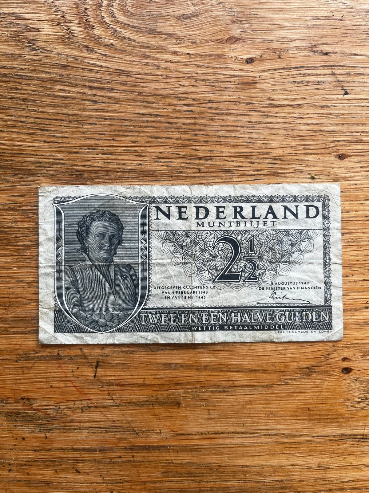 Zeldzaam Nederlands Muntbiljet 2½ Gulden 1949 Koningin Julia, Ophalen of Verzenden, 2½ gulden, Los biljet