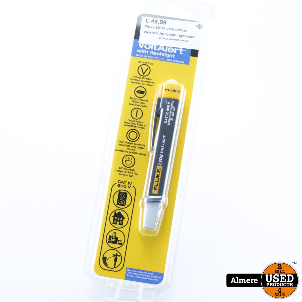 Fluke LVD2 contactloze elektrische spanningstester, Fluke, Gebruikt, https://www.fluke.com/nl-nl/ondersteuning/contact, 6920 Seaway Blvd, Everett, WA 98203, Verenigde Staten