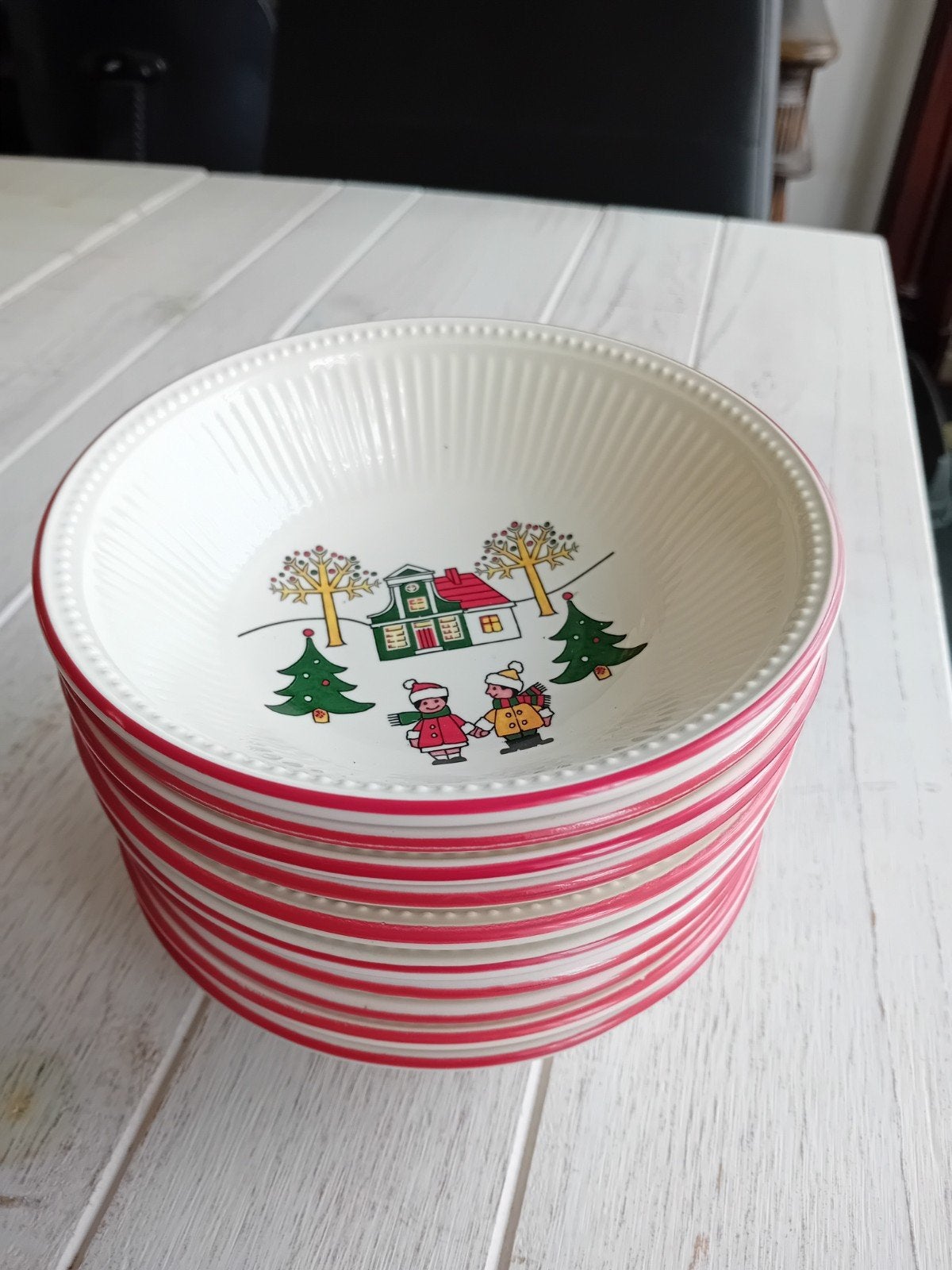 10 Wedgwood Windsor Christmas kerst compoteschaaltjes 15,5cm, Ophalen of Verzenden, Zo goed als nieuw, Porselein, Kom(men)