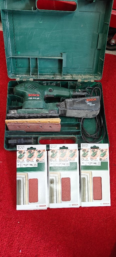 Bosch Schuurmachine PSS 240A incl voorraad schuurpads, Ophalen of Verzenden, Gebruikt, Minder dan 600 watt, Vlakschuurmachine