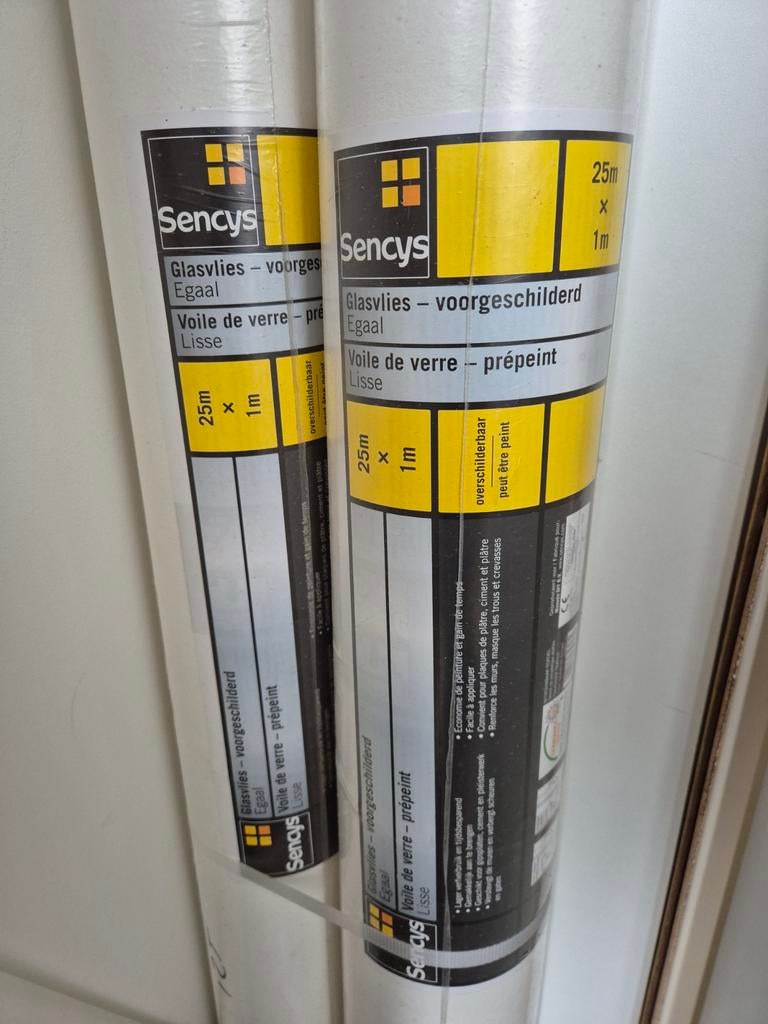 Glasvlies behang 2x 25 meter bij 1 meter, Ophalen, Minder dan 10 m²