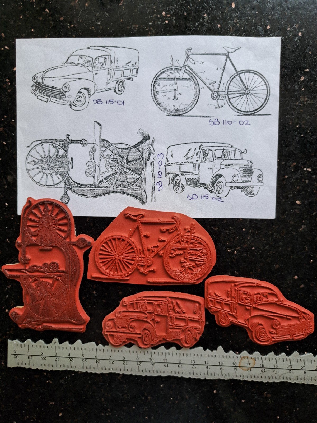 STAMPINBACK RUBBER CLING STEMPEL AUTO FIETS MACHINE KAARTEN, Ophalen of Verzenden, Zo goed als nieuw, EZ-mounted stempel