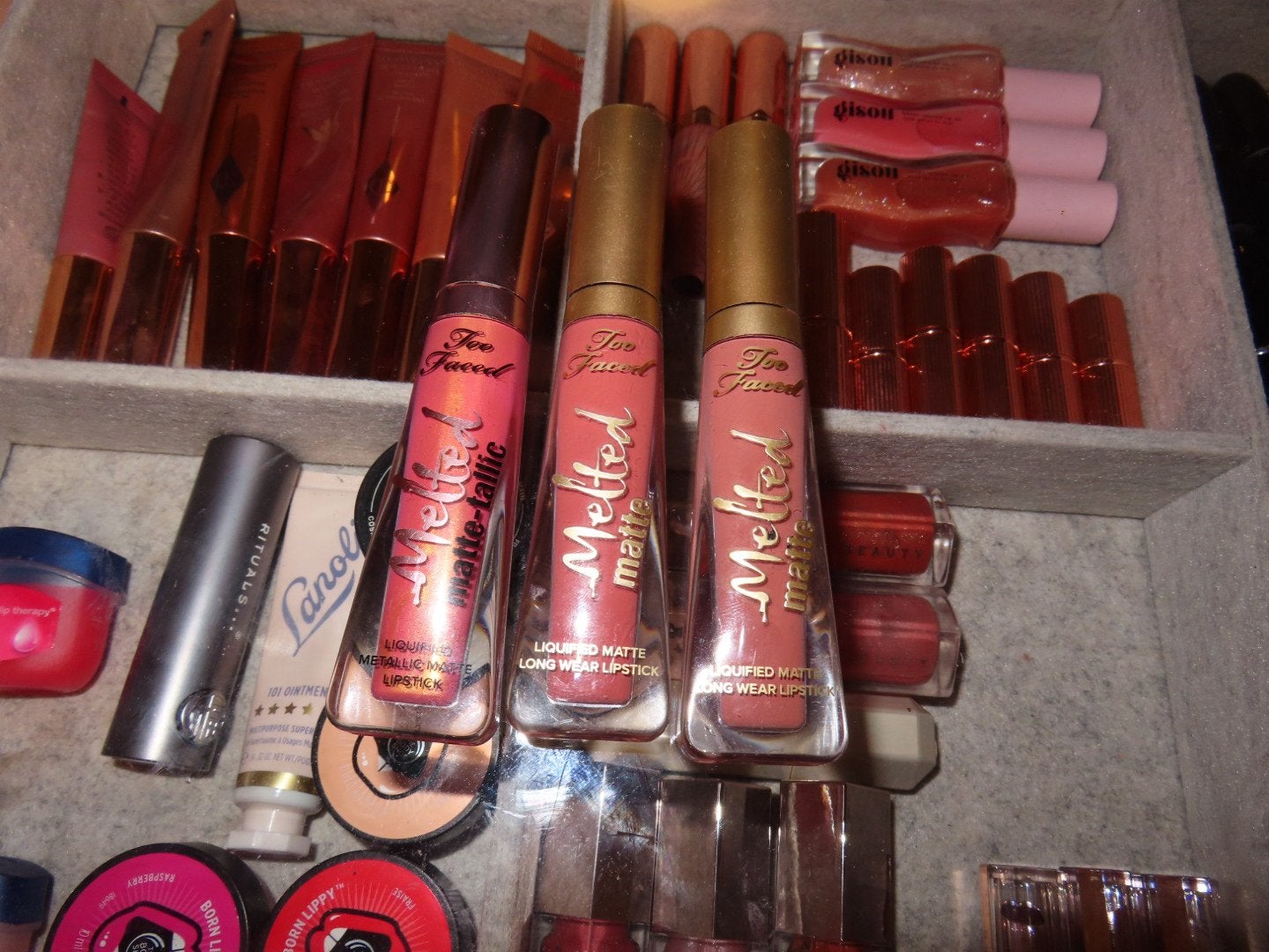 3x liquid lipsticks Too Faced, Lippen, Bruin, Ophalen of Verzenden, Zo goed als nieuw