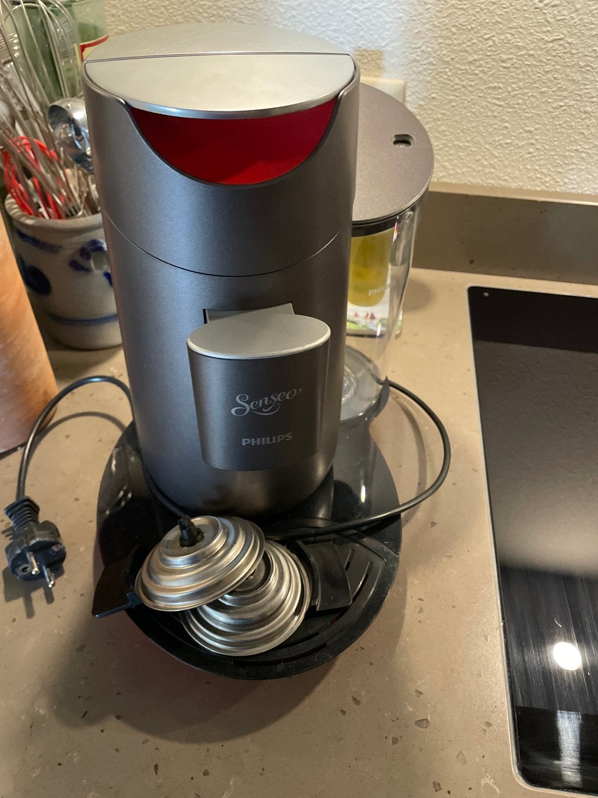Philips Senseo koffiezetapparaat - Grijs/Rood, Ophalen, Gebruikt, Koffiemachine, 2 tot 4 kopjes
