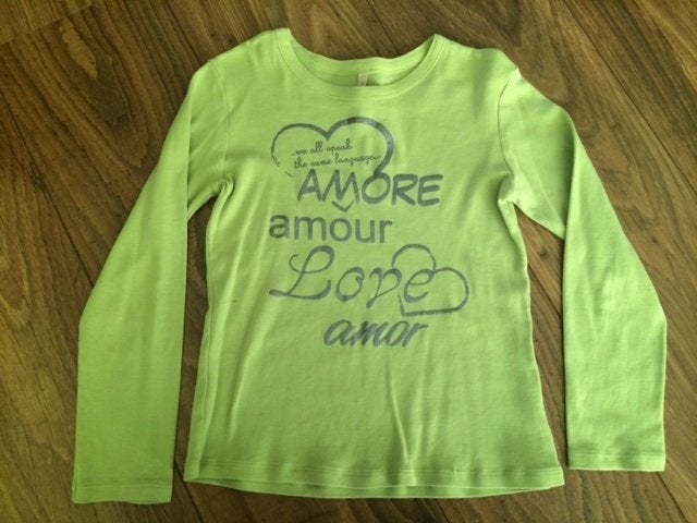 Benetton lime groene shirt longsleeve organic Amore Love 122, Kinderen en Baby's, Meisje, Nieuw, Ophalen of Verzenden, Shirt of Longsleeve