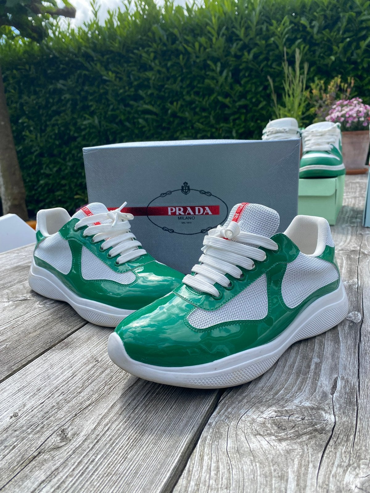 Prada cups Green/white, Overige kleuren, Ophalen of Verzenden, Sneakers of Gympen, Zo goed als nieuw