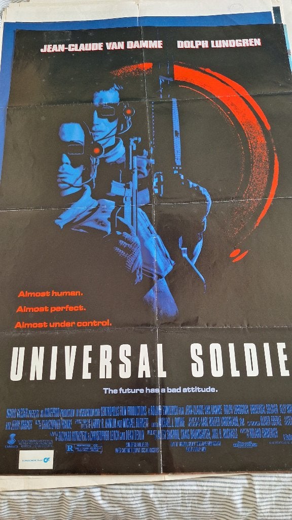 Universal Soldier poster Van DAMME / LUNDGREN, Ophalen of Verzenden, A1 t/m A3, Film en Tv, Rechthoekig Staand