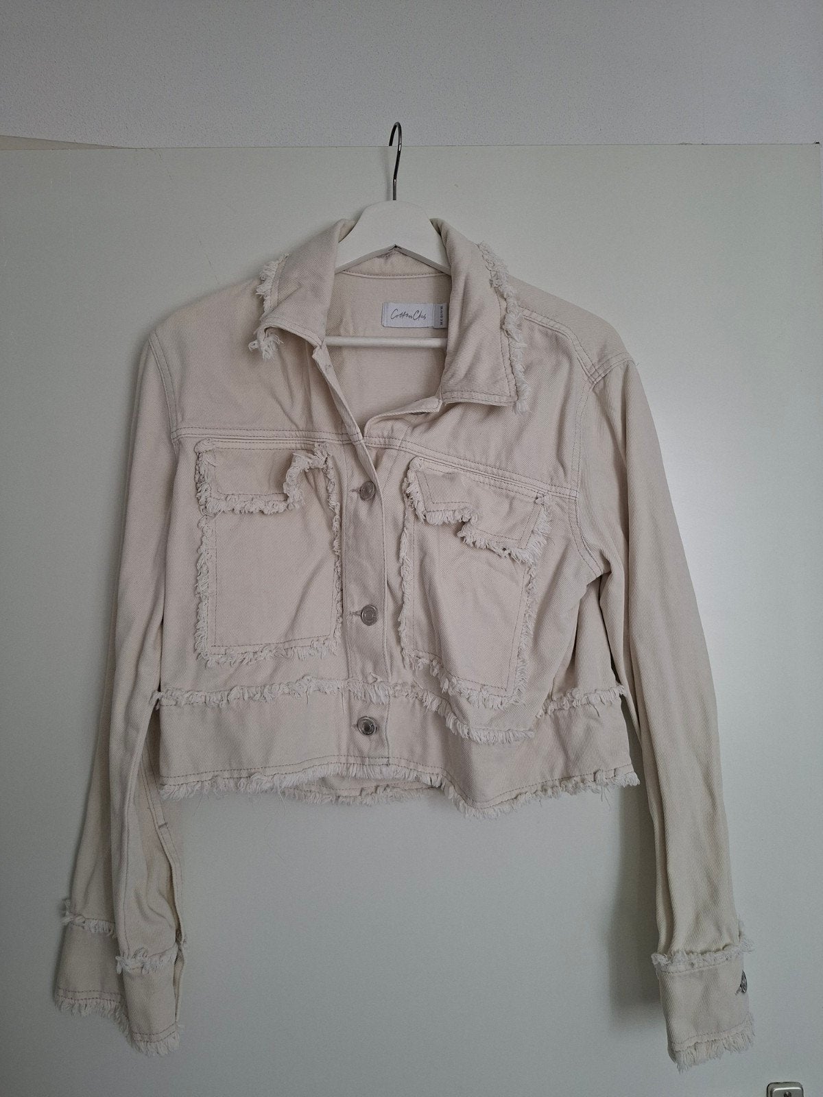 Cotton Club spijkerjack met franjes - Maat M, Maat 38/40 (M), Beige, Ophalen of Verzenden, Zo goed als nieuw