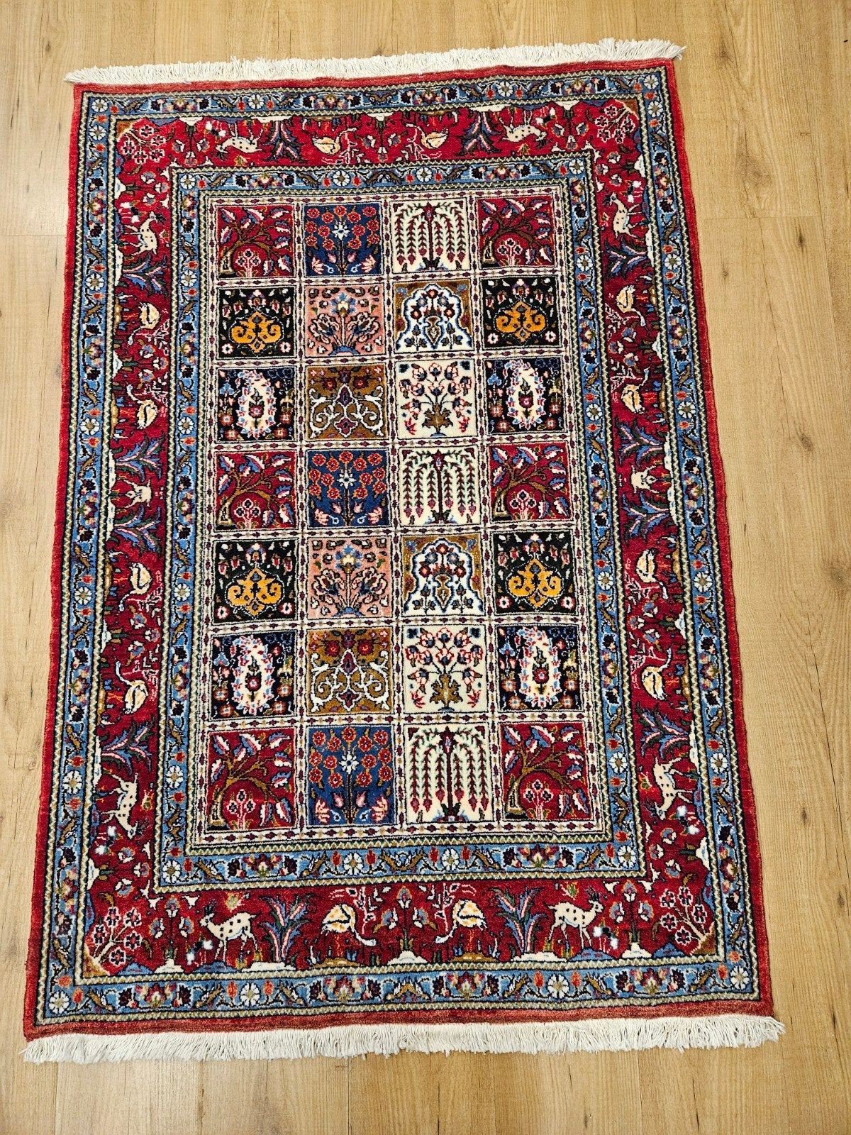 Vintage handgeknoopt perzisch tapijt moud 151x100, Info@SlatsAntiek.nl, Tweedehands, 100 tot 150 cm, Perzisch