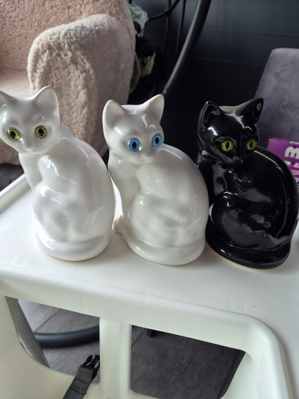 vintage katten beeldjes keramiek, Ophalen, Zo goed als nieuw, Dier