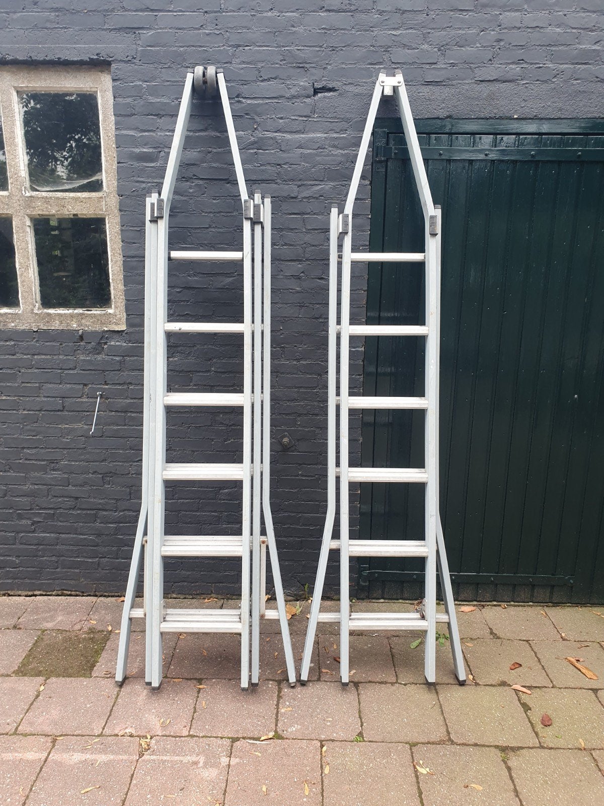 Dirks puntladder 2x6 treden ,3x6 treden, Ophalen, Gebruikt, 4 meter of meer