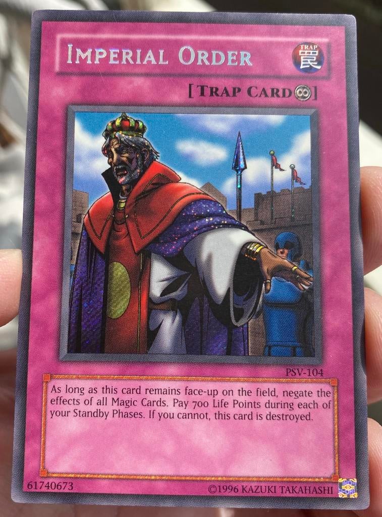 Yu-Gi-Oh! Imperial Order PSV Old US Print !, Ophalen of Verzenden, Zo goed als nieuw, Losse kaart, Foil