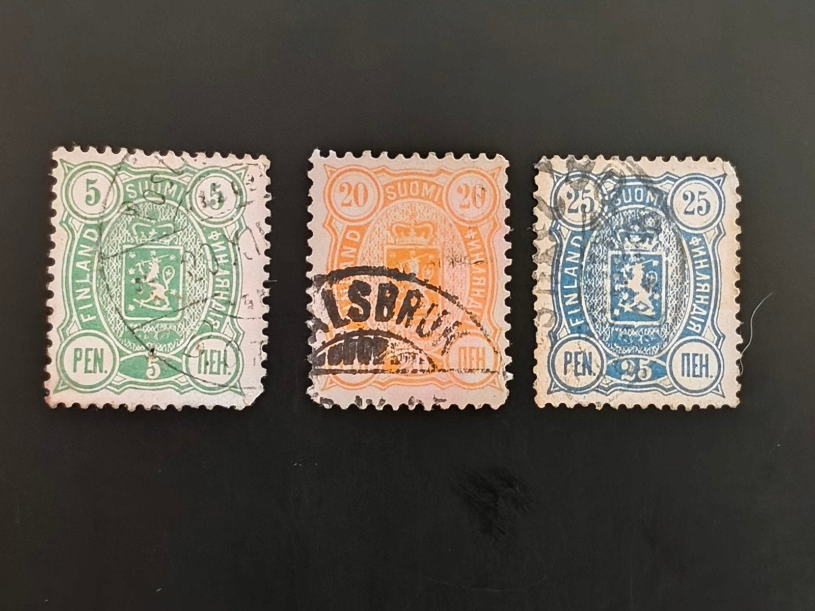 Finland 5-20-25 pennia 1889, Scott 39-42, Ophalen of Verzenden, Finland