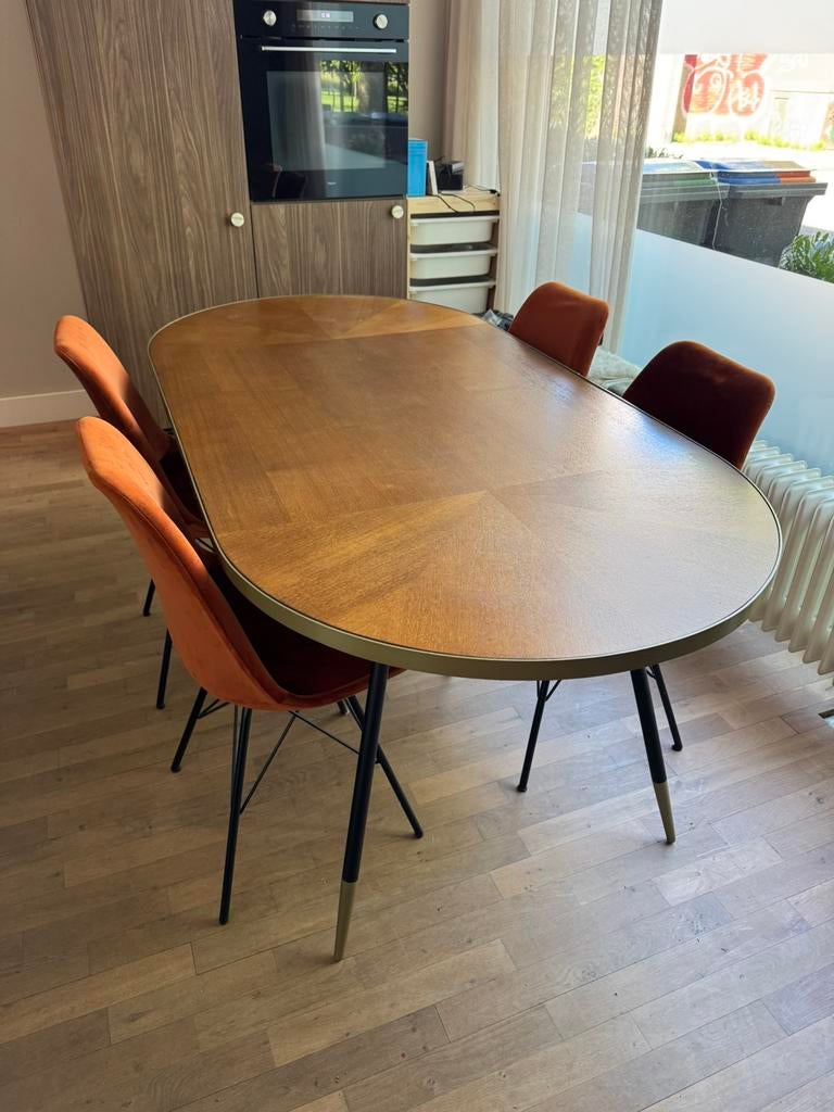 Leuke eetkamerset 180x90 met 4 stoelen, Ophalen, 50 tot 100 cm, Zo goed als nieuw, 150 tot 200 cm