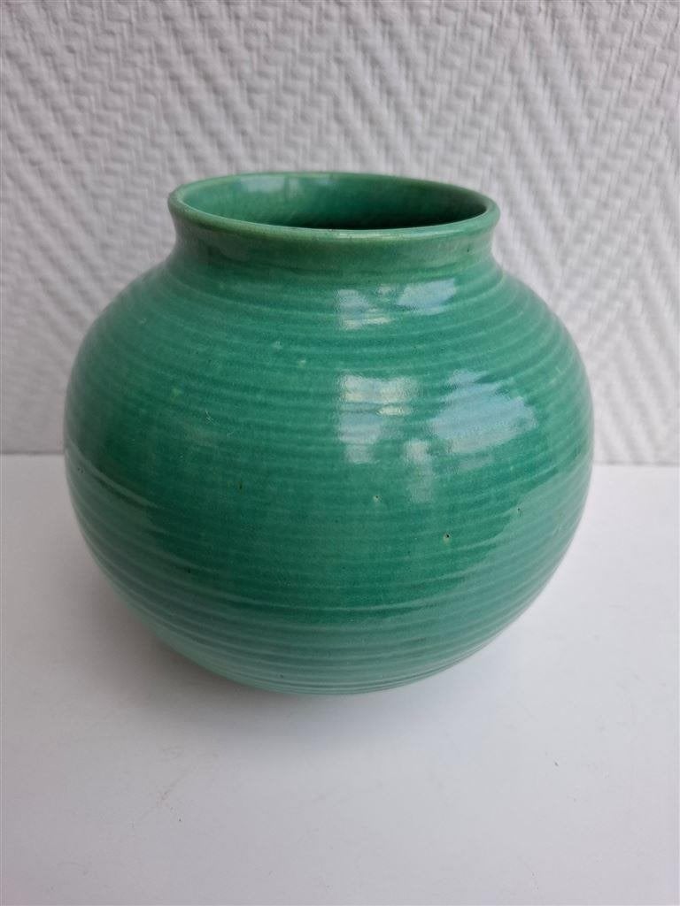 02 ADCO bolle vaas, nr. 1012 groen, ong. H 14,5 cm, Ophalen of Verzenden