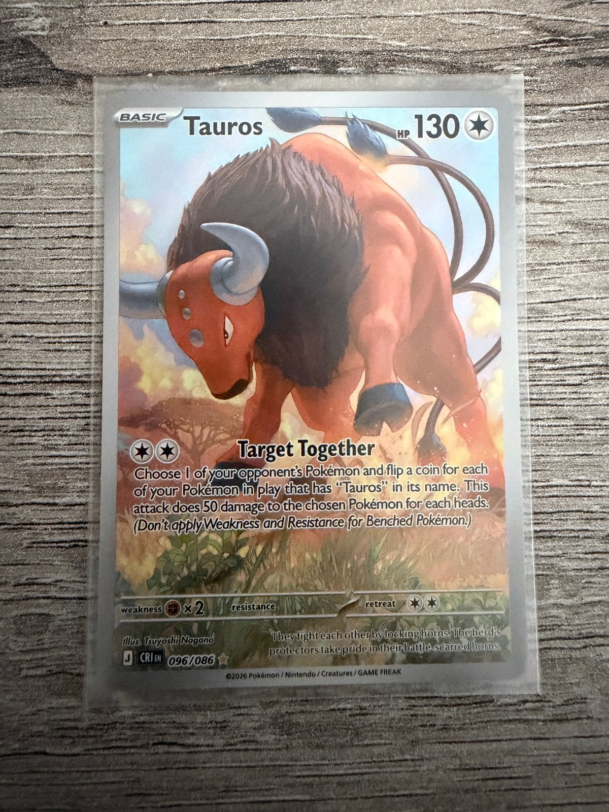 Pokemon kaart Tauros (CRI 096), Ophalen of Verzenden, Nieuw, Losse kaart