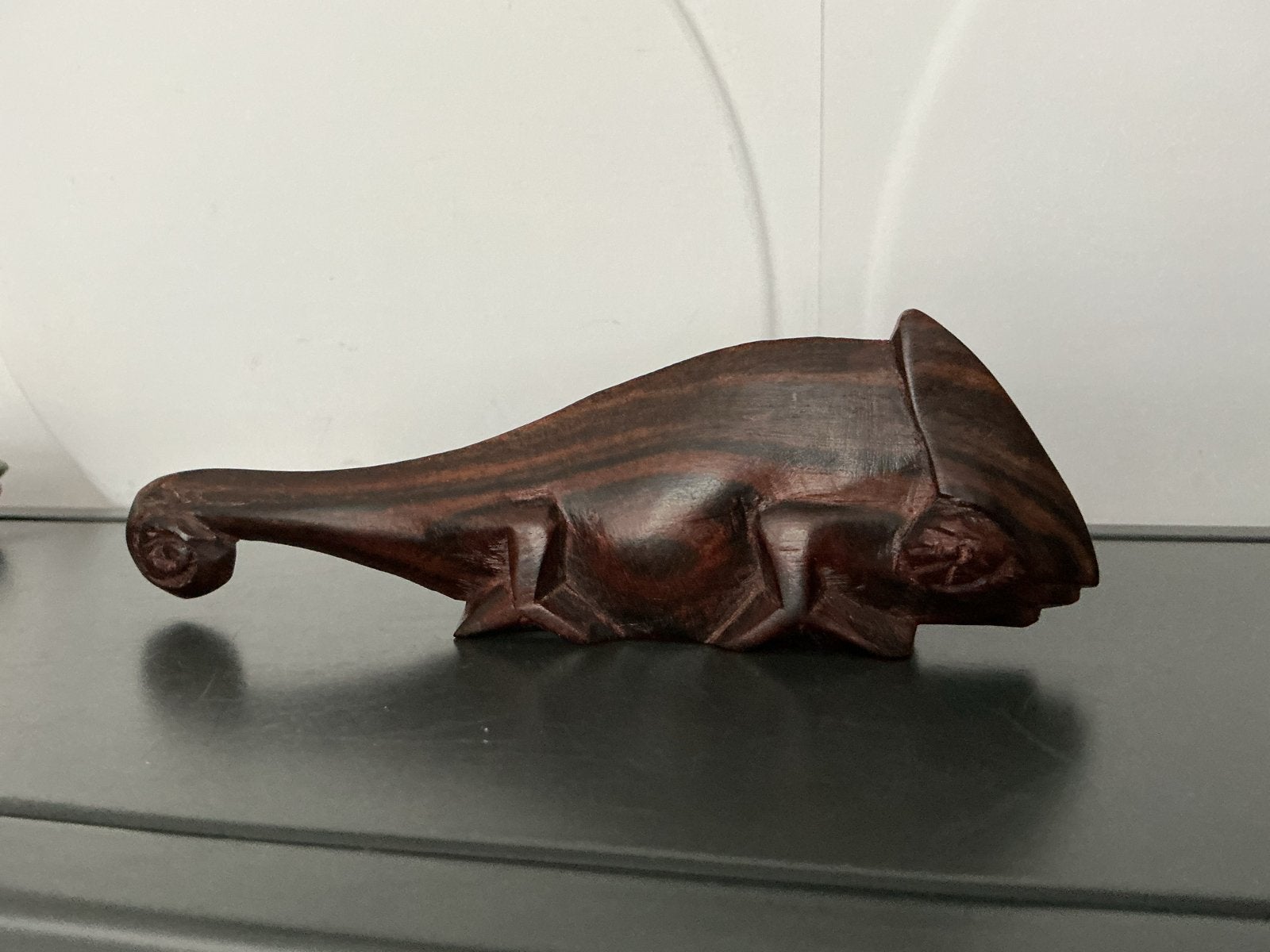Houten kameleon sculptuur, handgesneden, Ophalen, Overige onderwerpen, Minder dan 20 cm, Handgemaakt