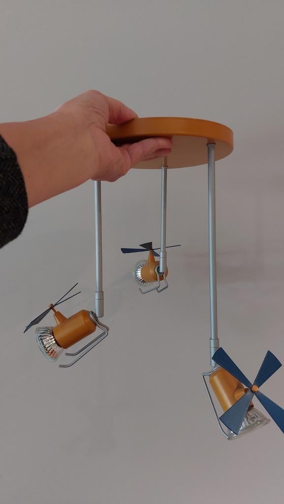 Plafondlamp met 3 helikopters, Ophalen, Zo goed als nieuw, Metaal, Minder dan 50 cm