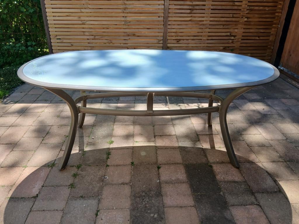 Tuintafel 180x100, Tuin en Terras, Ophalen, Gebruikt, Ovaal, Metaal