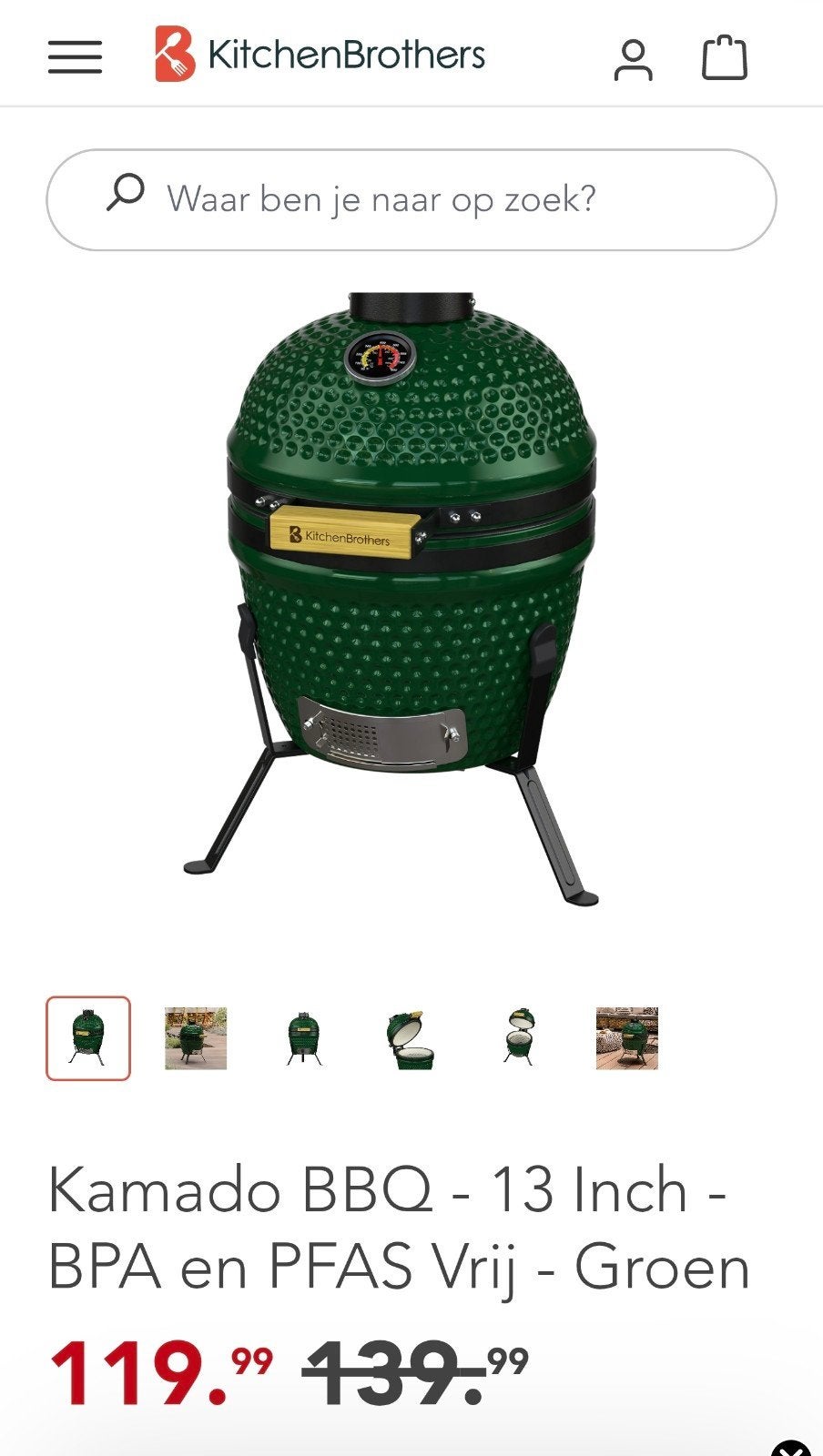 Kamado BBQ 13 inch - Zo goed als nieuw, Ophalen, Zo goed als nieuw, KitchenBrothers