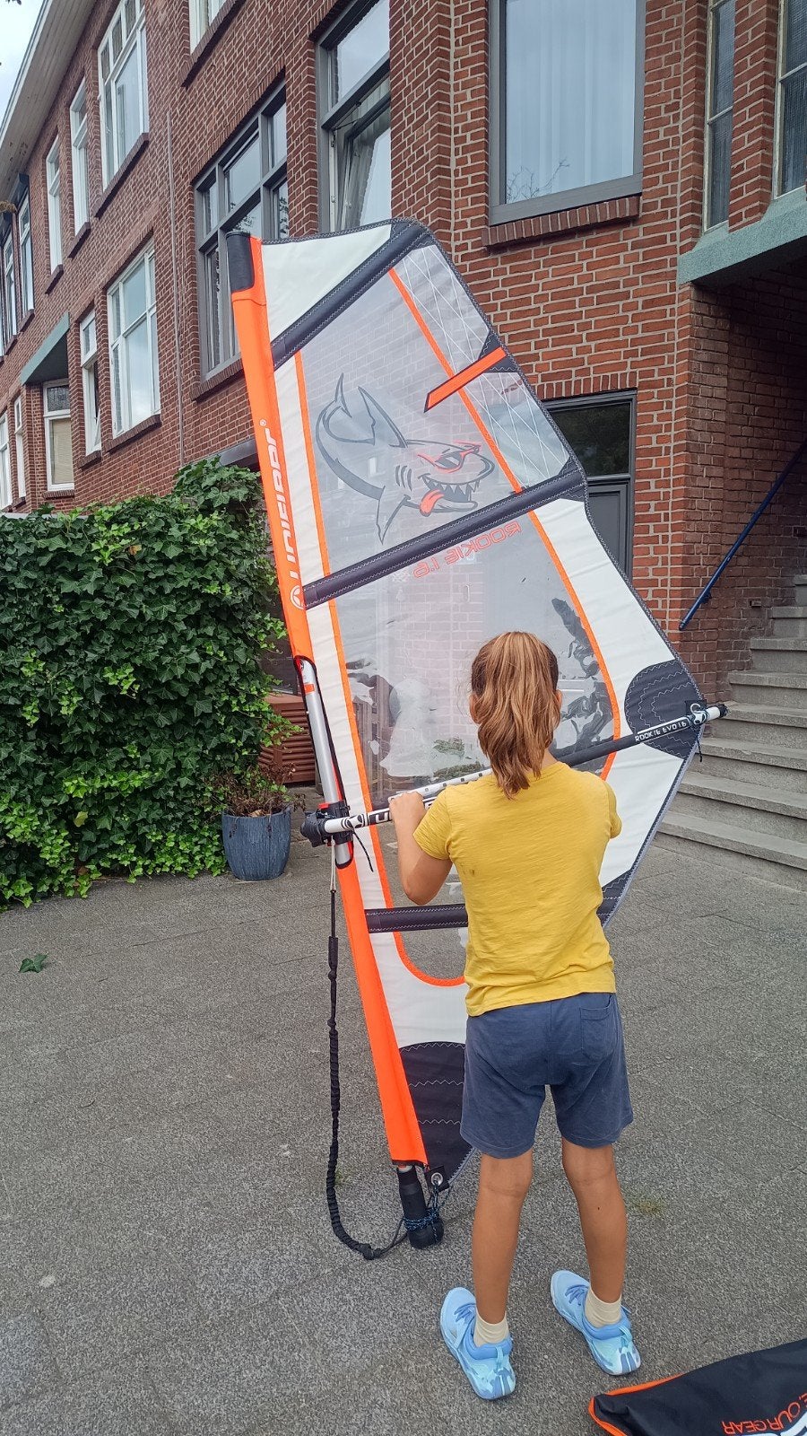 Unifiber Rookie kinder windsurf zeil set 1.6 m2 - ZGAN, Minder dan 3.5 m², Ophalen of Verzenden, Zo goed als nieuw, Unifiber