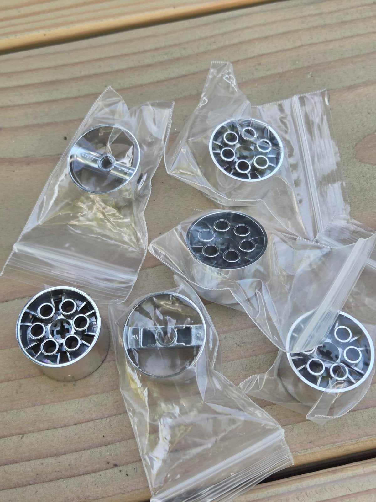 4x LEGO Chroom Zilver Wiel 2 x cilinder, Ophalen of Verzenden, Nieuw