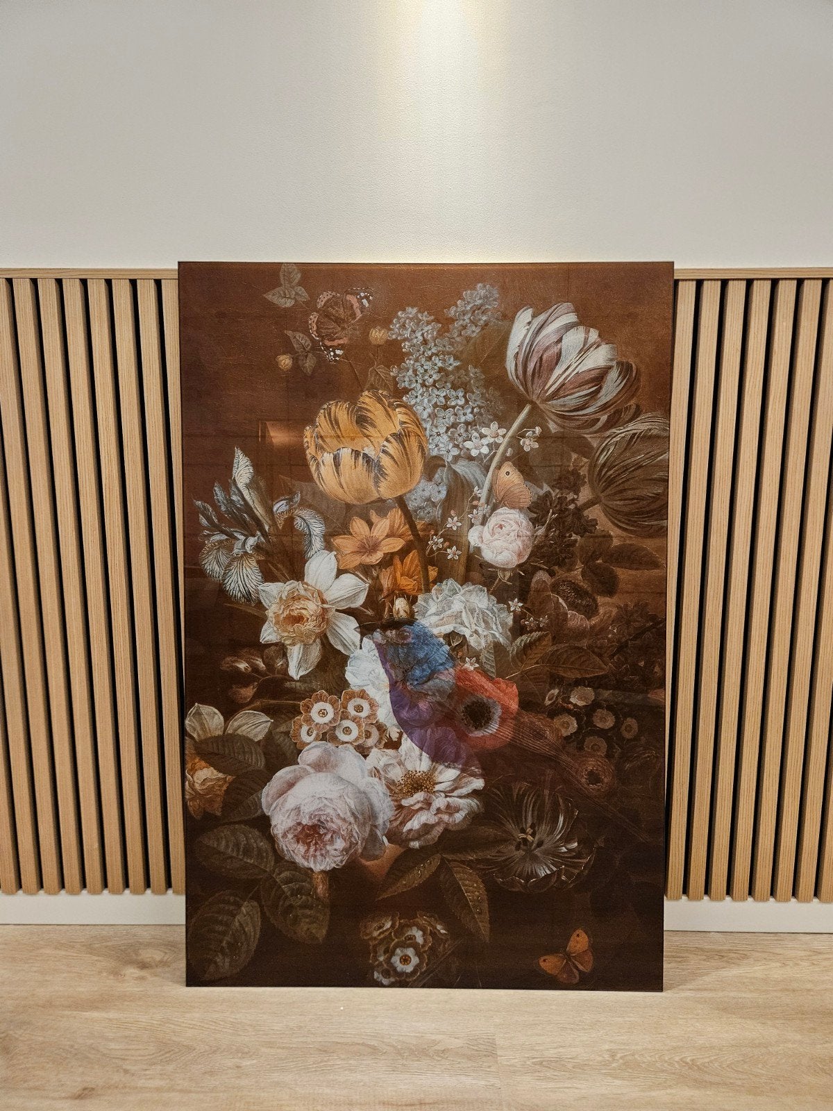 Glasschilderij Bloemen/vlinders/vogel 120x80cm, Antiek en Kunst, Kunst | Schilderijen | Abstract, Ophalen