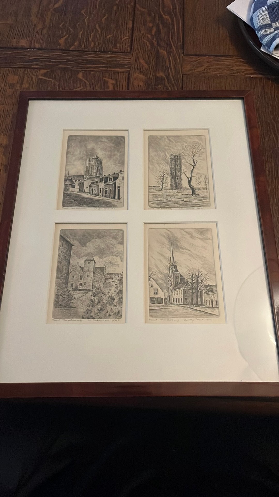 4 etsen Bart Reindersma – Oosterhout – handgesigneerd, Ophalen of Verzenden, Ets, Achter glas