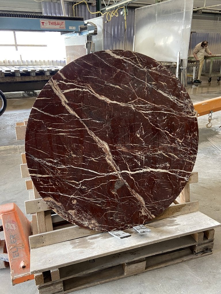 Rood marmeren eettafelblad rond, 150 tot 200 cm, Rond, Nieuw, Ophalen of Verzenden