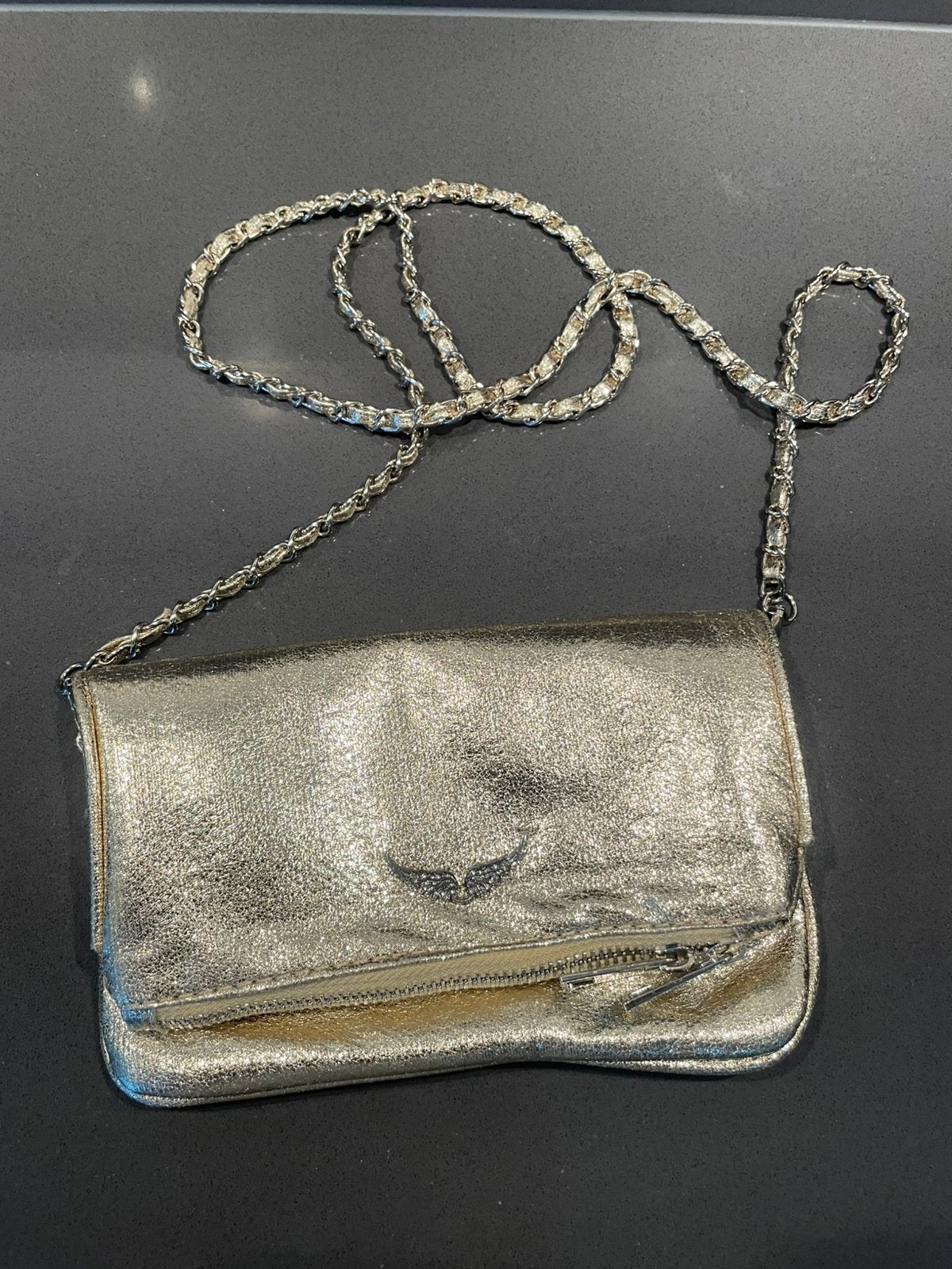 Goudkleurige handtas( niet orginele) Zadig & Voltaire, Ophalen of Verzenden, Zo goed als nieuw, Overige kleuren, Handtas