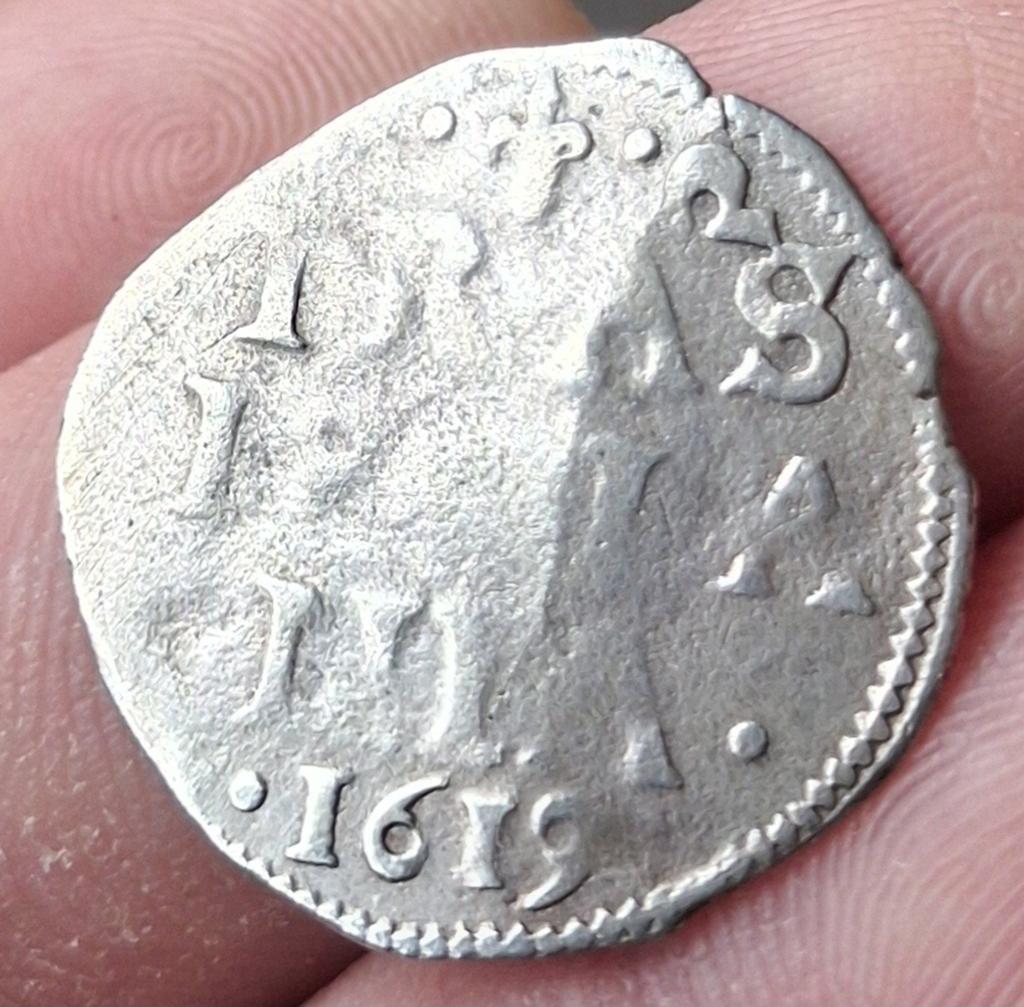 Bodemvondst - 2 stuiverstuk - 1619 - Overijssel - zilver, Postzegels en Munten, Munten | Nederland, Vóór koninkrijk, Zilver, Losse munt