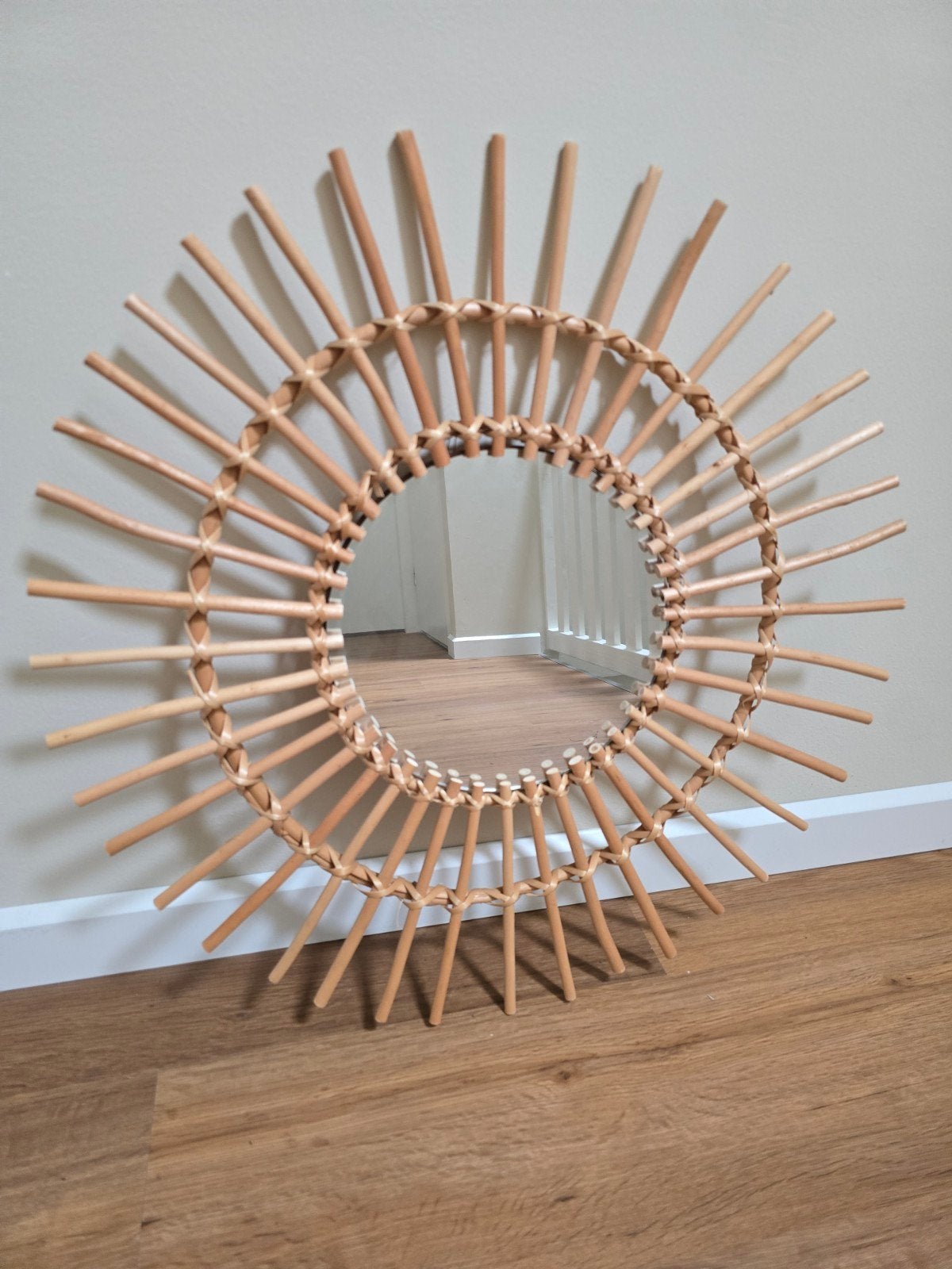 Zonnespiegel wandspiegel Rotan spiegel 58 cm diameter, Ophalen, Rond, 50 tot 75 cm, Minder dan 100 cm
