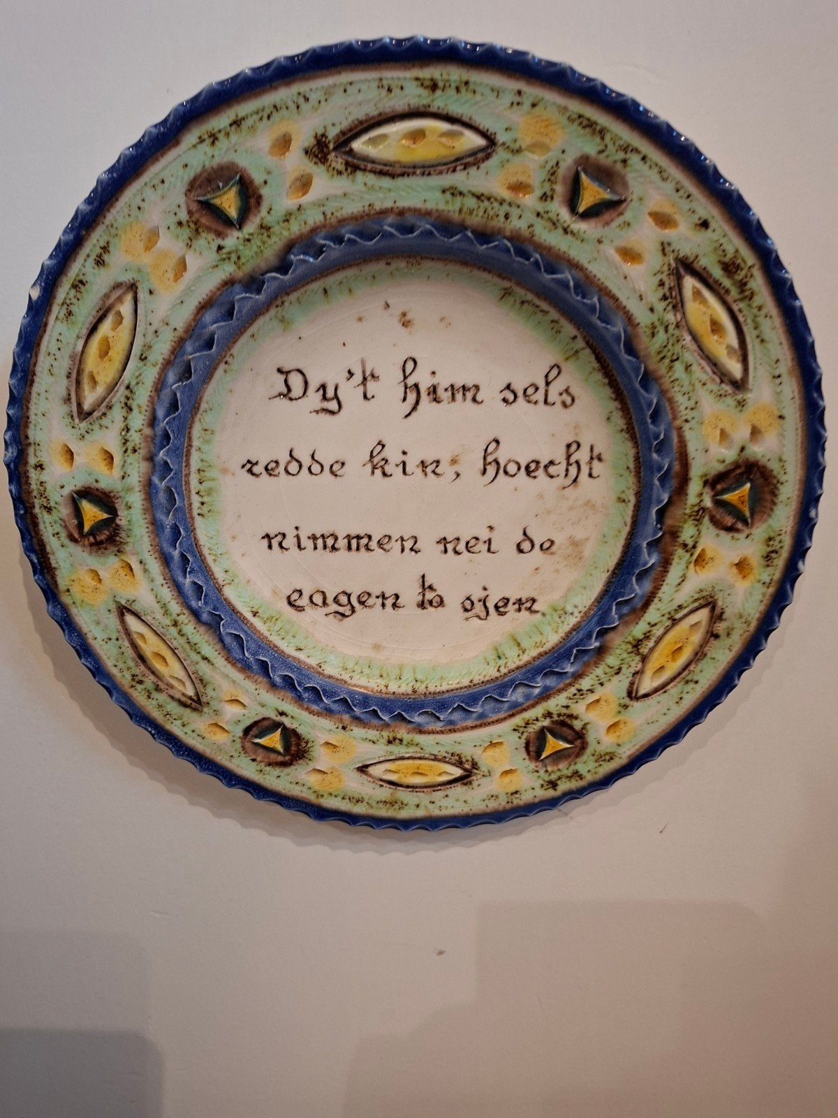 Antiek Delfts Blauw Wandbord met Tekst, Antiek en Kunst, Antiek | Wandborden en Tegels, Ophalen of Verzenden