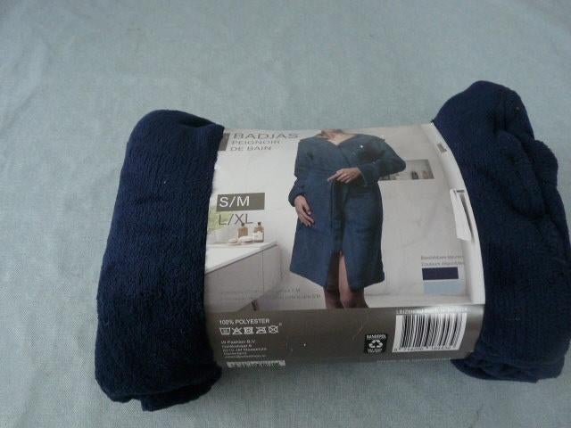 Blauwe badjas fleece - donkerblauw - maat s-m  Nieuw, W fashion, Ophalen of Verzenden, Nieuw, Maat 38/40 (M)