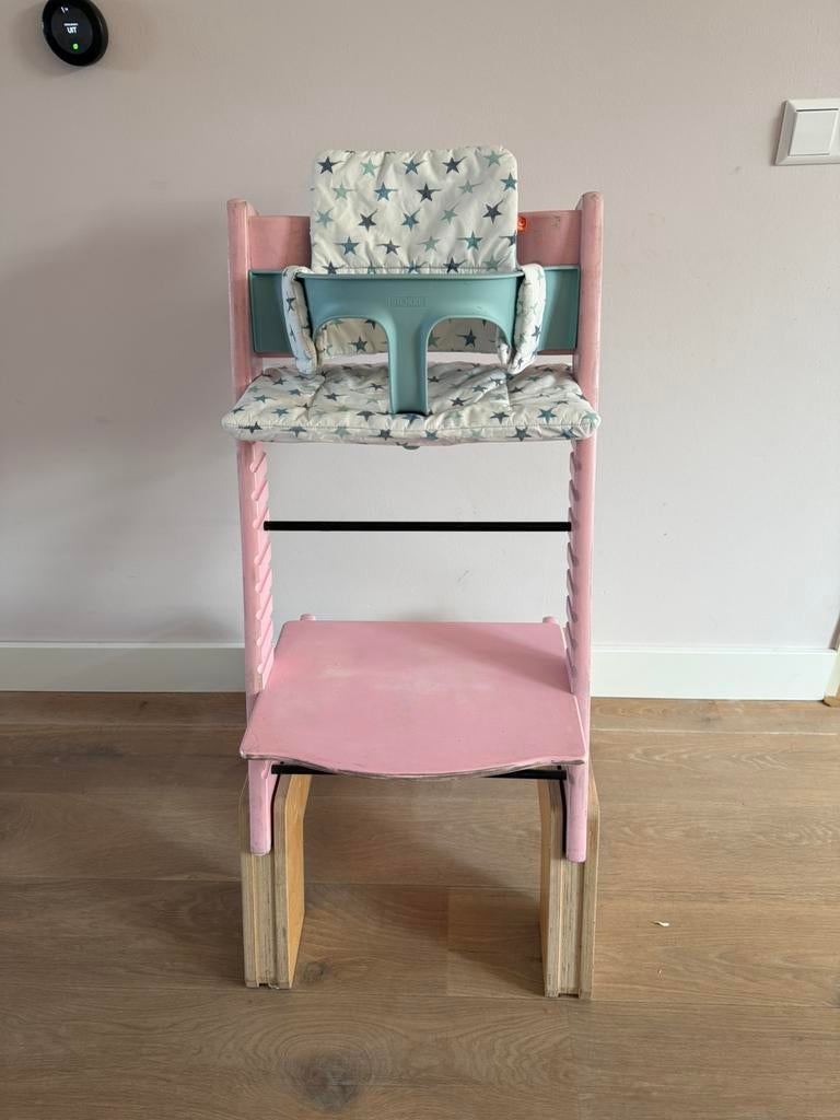 Stokke stoel + stoelverhoger, Ophalen, Gebruikt, Stoel(en)