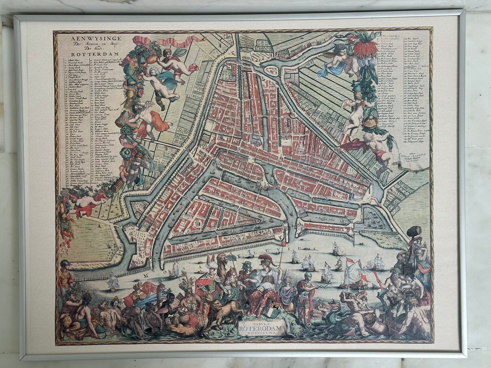 Bijzonder fraaie GESIGNEERDE stadsplattegrond Rotterdam, Ophalen, Voor 1800, Nederland, Landkaart