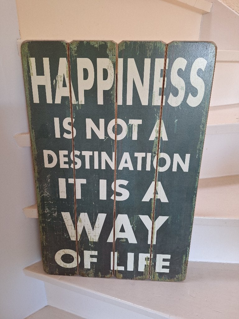 Houten bord met tekst, Huis en Inrichting, Ophalen, Tekstbord, 40 cm, Zo goed als nieuw
