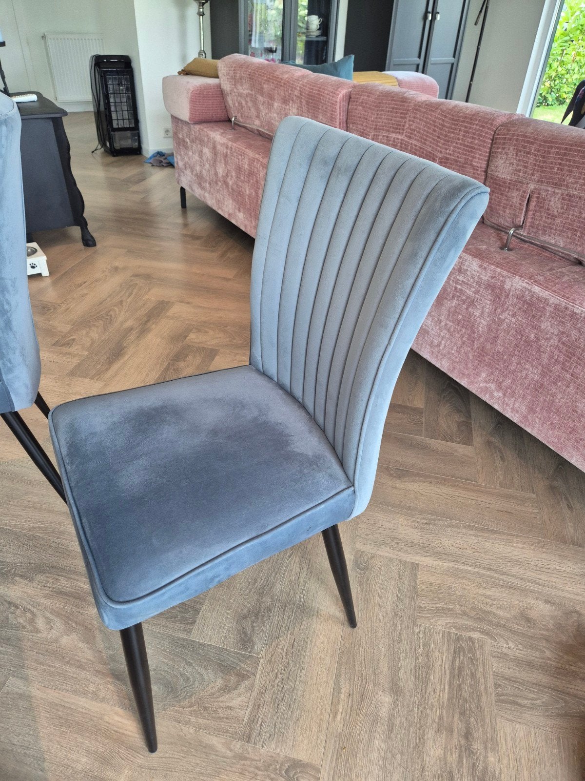 4 eetkamerstoelen velvet, Ophalen of Verzenden, Zo goed als nieuw, Blauw