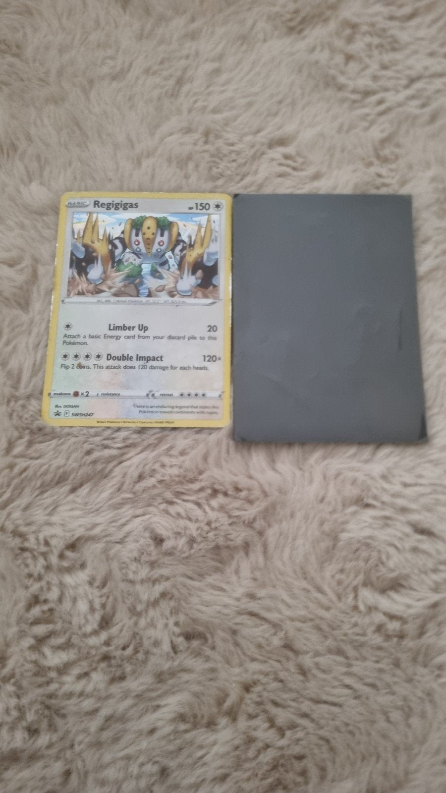 Regigigas Pokémon kaart - met glitter, Ophalen of Verzenden, Gebruikt, Losse kaart, Foil