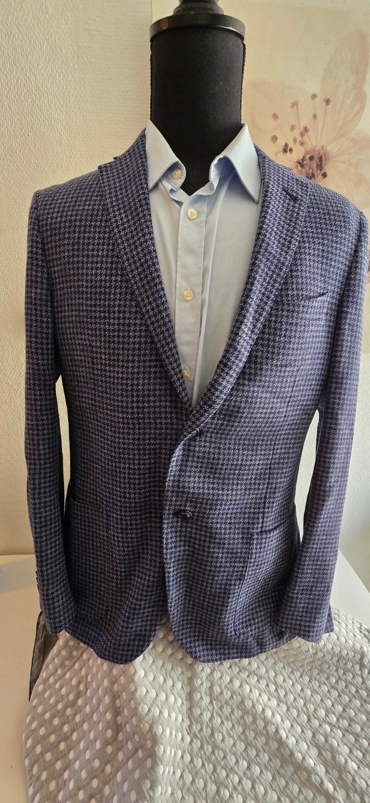 Corneliani wollen flax blazer, Kleding | Heren, Maat 52/54 (L), Corneliani, Blauw, Ophalen of Verzenden