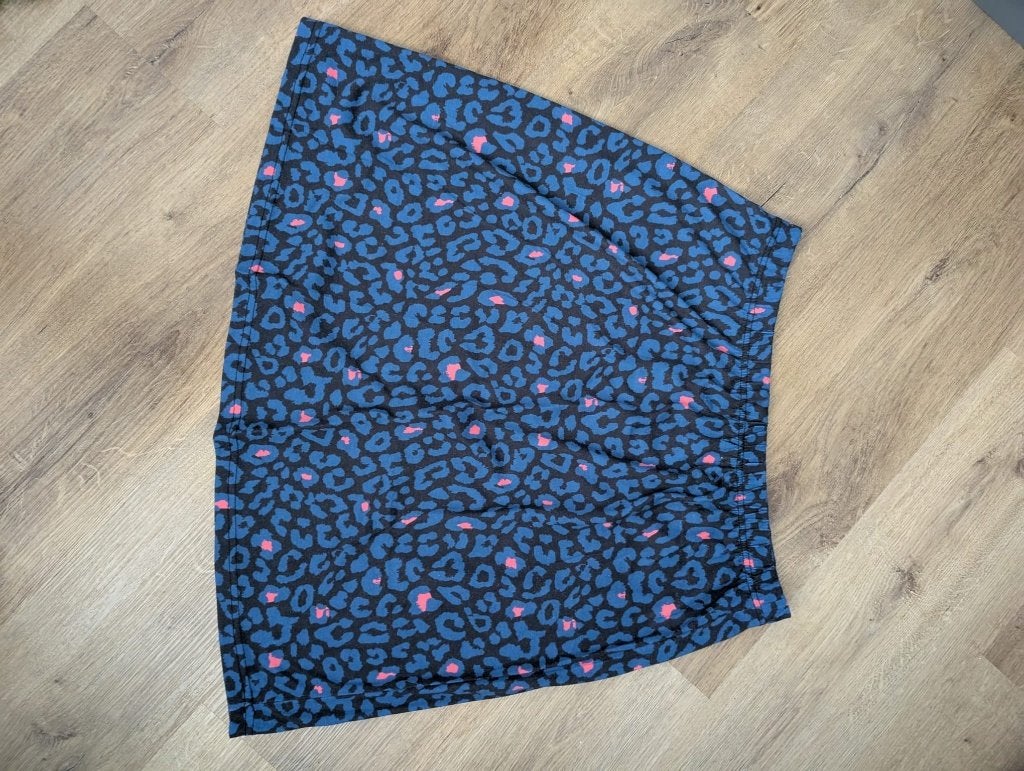 blauwe luipaard panter print rok L, Kleding | Dames, Ophalen of Verzenden, Zo goed als nieuw, Blauw, Boven de knie